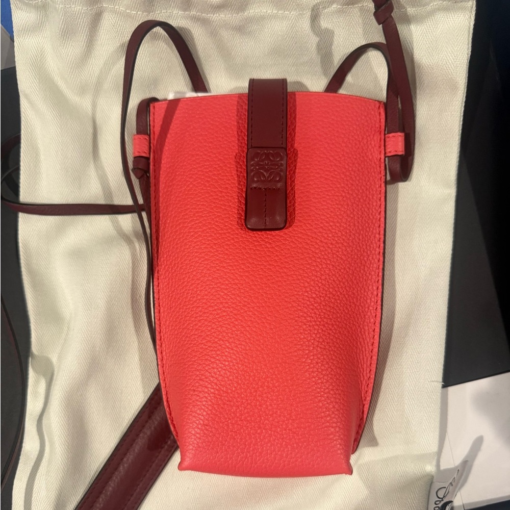 Red and Brown Leather Crossbody Bag